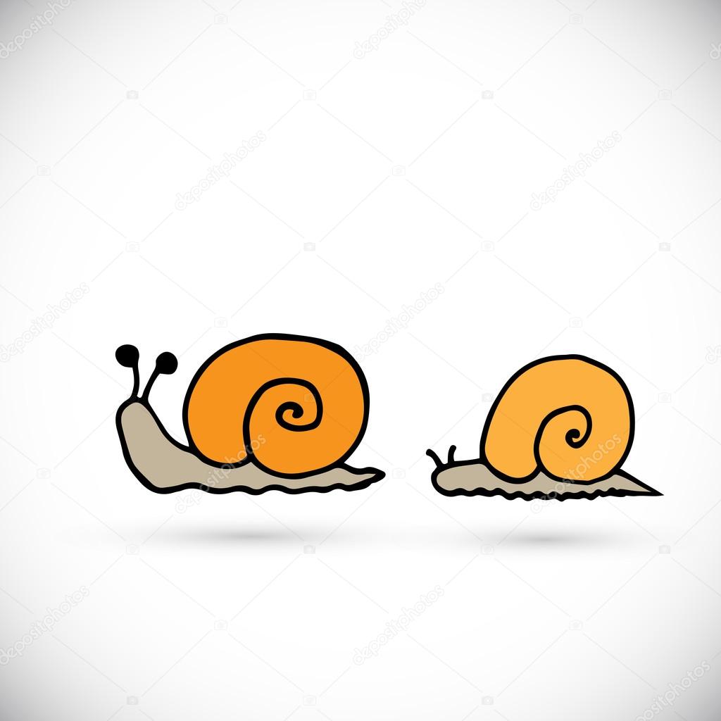 Cute cartoon snails Hand drawn Illustration
