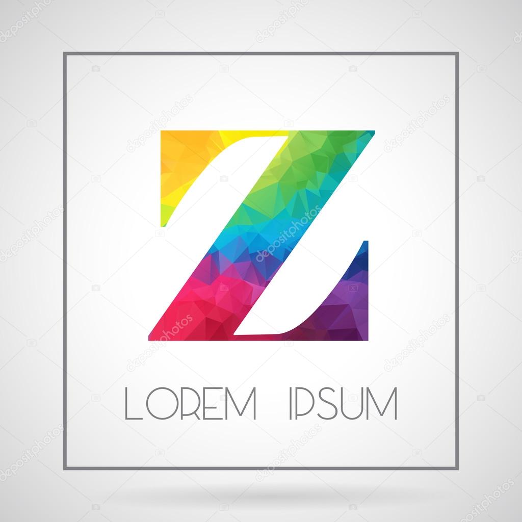 Logo Abstract Polygonal Z Letter in frame
