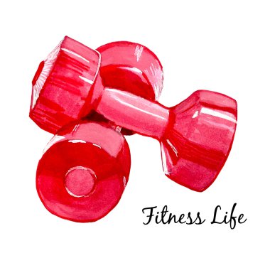 Kırmızı dumbbells suluboya resim