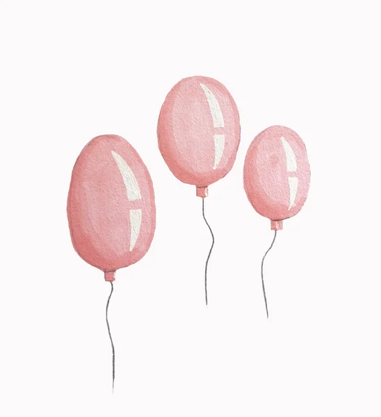 Vintage miękki różowy balony akwarela — Zdjęcie stockowe