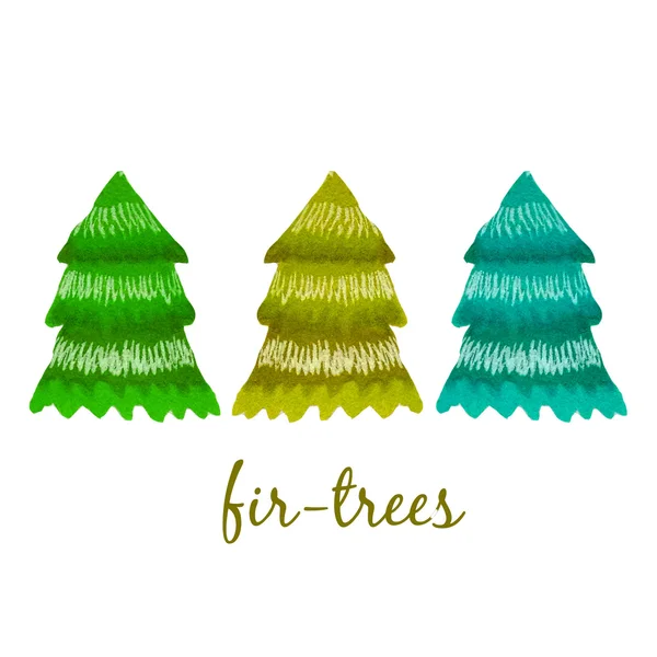 Three colorful Christmas tree for design — Stock Photo, Image