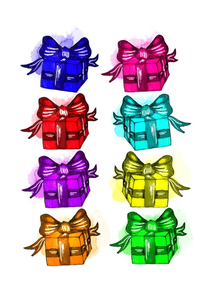 Set di regali multicolore — Foto Stock