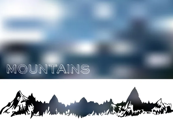 Mountains landscape on blur neutral background. — Stock Vector