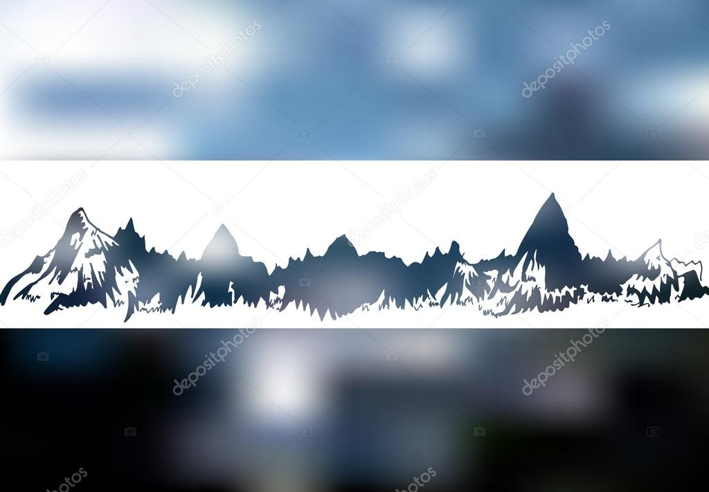 Mountains landscape on blur neutral background