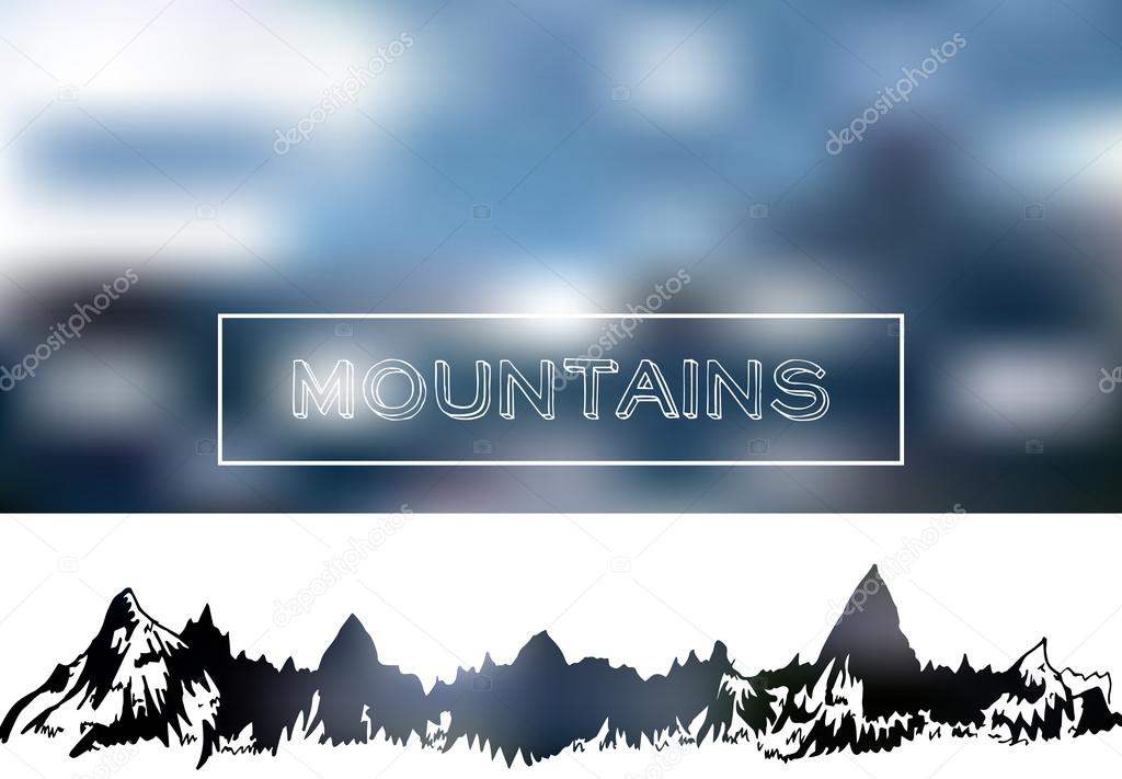 Mountains landscape on blur neutral background