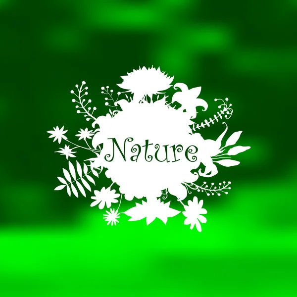 Etichetta natura su sfondo verde sfocato — Vettoriale Stock