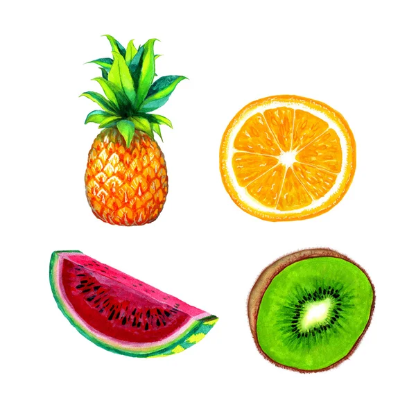 Wassermelone, Ananas und Kiwi — Stockfoto