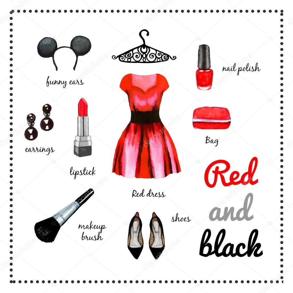 Roten Kleid Mode outfit — Stockfoto #96641006