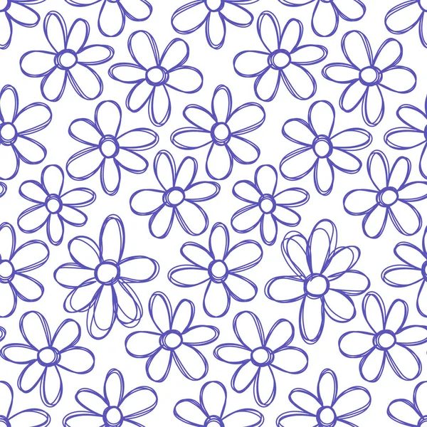 Çiçeksiz desen. El çizimi çiçekler. Vektör çizimi. Kalem ya da keçeli kalem çizimi. Çizgi sanat siluetleri. Çizimi tekrarla. 