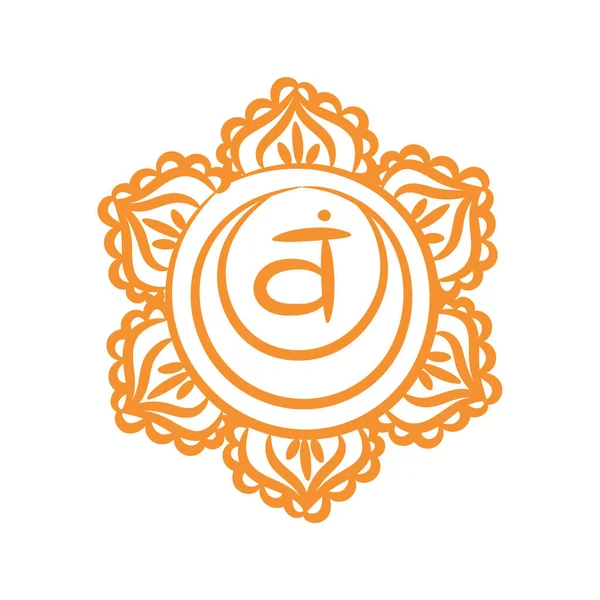 Icône Croquis Swadhisthana Deuxième Chakra Sacré Symbole Ligne Vectorielle Orange — Image vectorielle