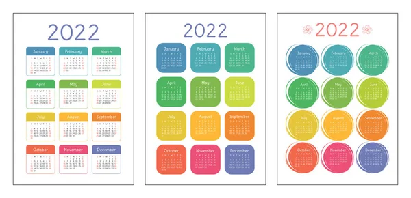 Kalender 2022 Jahr Festgelegt Vector Taschen Oder Wandkalender Vorlagen Kollektion — Stockvektor