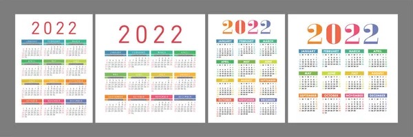Ημερολόγιο Τσέπης 2022 Έτος Πορτρέτο Αγγλικό Πολύχρωμο Διανυσματικό Σύνολο Κάθετη — Διανυσματικό Αρχείο