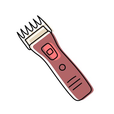 Clipper. Hairdressing equipment line sketch. Professional hair dresser tool. Hand drawn doodle icon. Vector illustration. Barber symbol