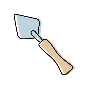 Spatula skeci. İnşaat aleti. Renk vektör çizimi