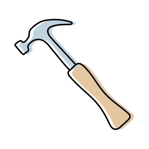 Hammer Nail Puller Sketch Construction Tool Color Vector Instrument Illustration — Stock Vector