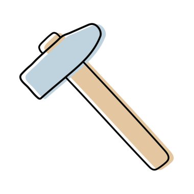 Hammer skeci. İnşaat aleti. Renk vektör çizimi
