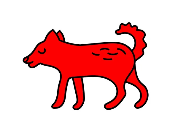 赤い犬のスケッチ 中国のホロスコープ2030年 動物のシンボルベクトルイラスト ドアを開けろ 編集可能なパス — ストックベクタ