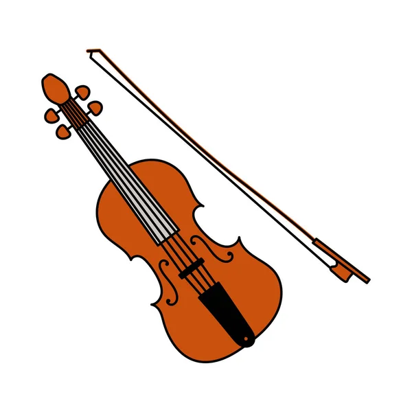 Esquisse Instrument Musique Violon Alto Avec Archet Illustration Vectorielle Couleur — Image vectorielle