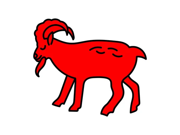 Ziege Chinesisches Horoskop 2027 Jahr Animal Symbol Vektor Illustration Red — Stockvektor