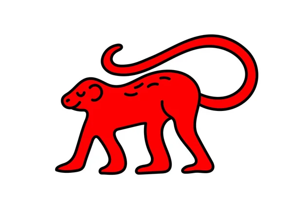Affe Chinesisches Horoskop 2028 Jahr Animal Symbol Vektor Illustration Red — Stockvektor