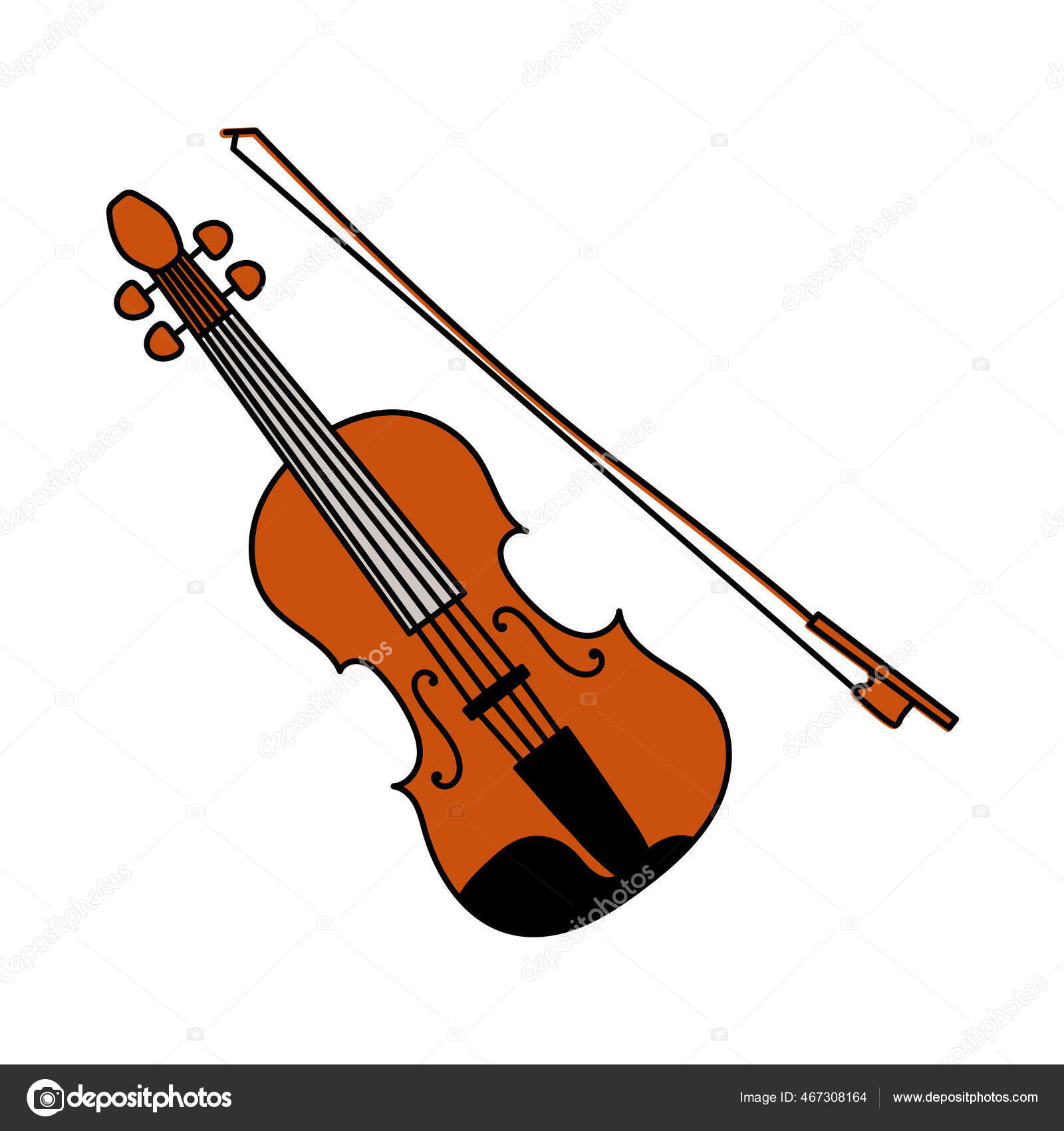 Boceto Del Instrumento Musical Violín Viola Con Arco Dibujos Animados