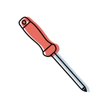 Haç başlı tornavida çizimi. İnşaat aleti. Renk vektör çizimi