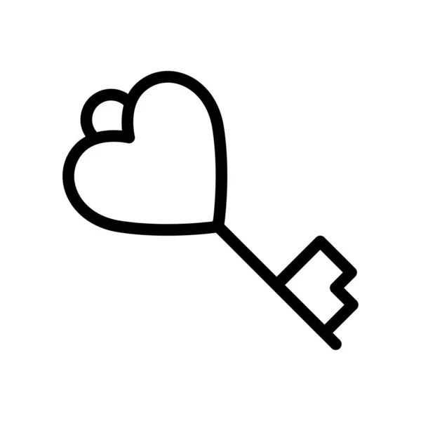 Line Key Icon Vector Illustration Creative Heart Pictogram Black White — Stock Vector