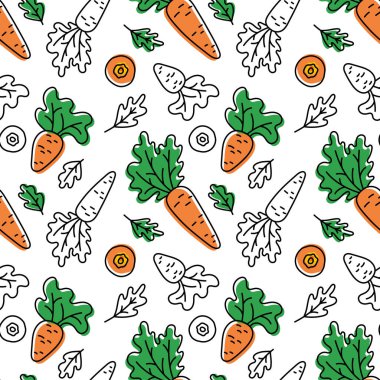 Havuç desensiz. Vektör çilekleri. Tekstil veya giysi için tasarım ögeleri.