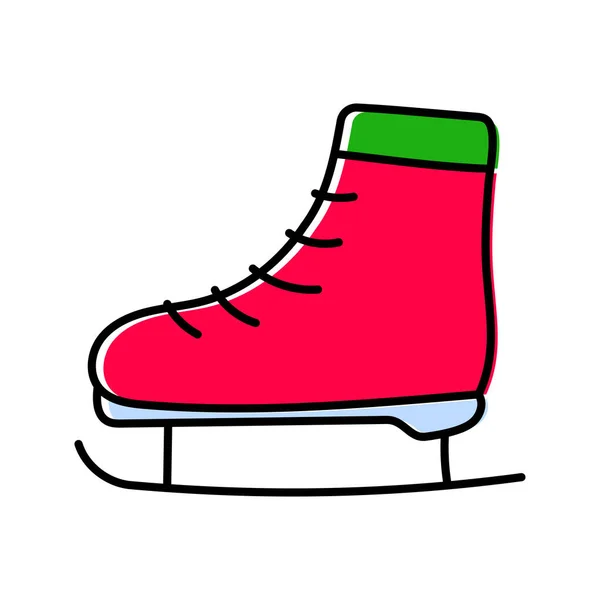 Skate Patines Navideños Doodle Line Web Icon Año Nuevo Festivo — Archivo Imágenes Vectoriales