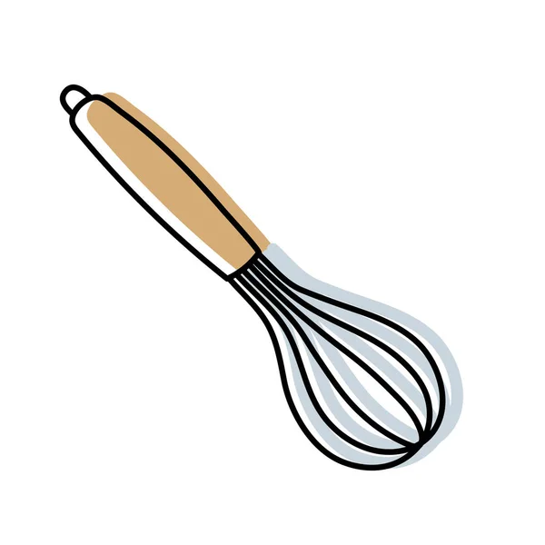 Whisk Kitchenware Sketch Doodle Line Vector Kitchen Utensil Tool Cutlery — Stock Vector