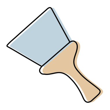 Spatula skeci. İnşaat aleti. Renk vektör çizimi