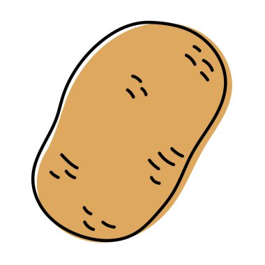 Patates krokisi. Taze sebze. Vektör çizimi. El çizimi karalama renk simgesi. Sağlıklı yiyecekler. Vejetaryen ürünü.