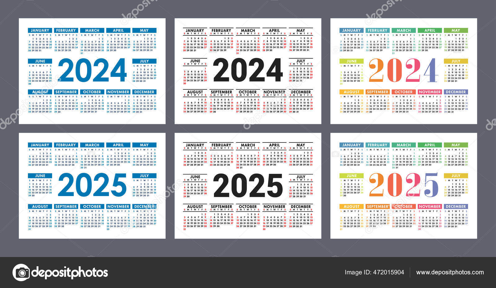 Kalender 2024 Vektor Illustration Brittisk Version Veckan Börjar