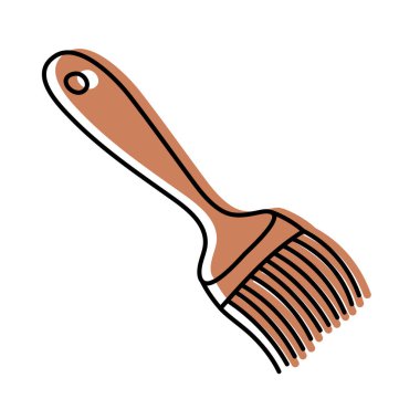 Mutfak fırçası. Mutfak eşyaları skeci. Çizgi çizgisi vektör mutfak gereçleri ve aletleri. Çatal bıçak çizimi