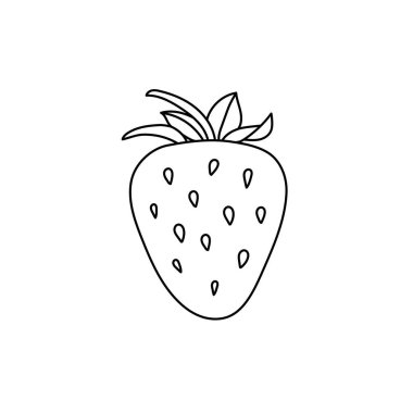Çilekli. Böğürtlen eskizi. Siyah çizgi simgesi. Boyama kitabı için Vektör illüstrasyonu