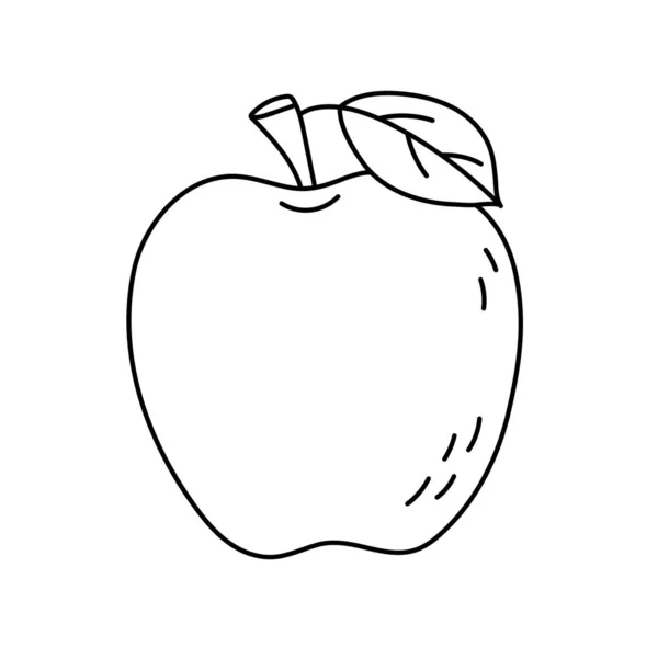 Pomme Croquis Fruits Icône Ligne Noire Illustration Vectorielle Pour Livre — Image vectorielle