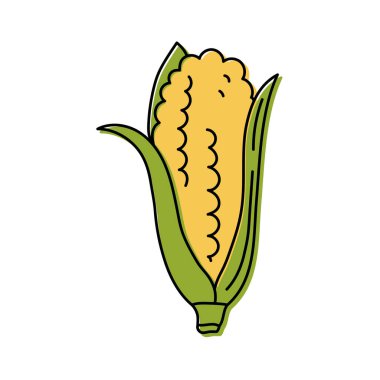 Mısır gevreği. Taze meyve eskizi. Renkli yemek ikonu. Vektör illüstrasyonu