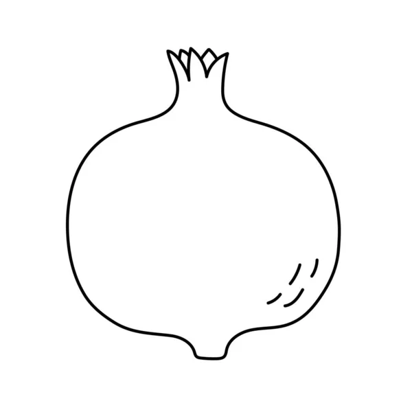 Gamet Granátová Jablka Ikona Černé Čáry Vektorová Ilustrace Pro Omalovánky — Stockový vektor