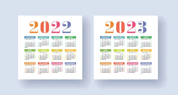 Calendrier 2022 2023 Année Fixée Collection Modèles Vectoriels Semaine Commence — Image vectorielle