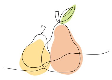 Yapraklı armut. Meyve eskizi. Vektör çizimi. Vejetaryen yemeği