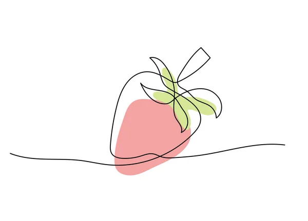 Jednu Jahodovou Listem Skica Ovocnými Bobulemi Vektorová Ilustrace Veganské Jídlo — Stockový vektor