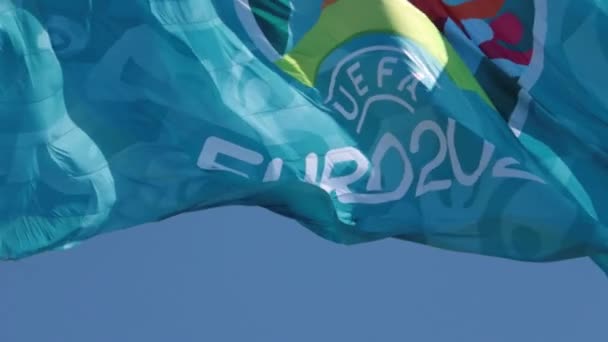 Αγία Πετρούπολη Ρωσία Ιουνίου 2021 Σημαία Σύμβολα Του Ευρωπαϊκού Πρωταθλήματος — Αρχείο Βίντεο