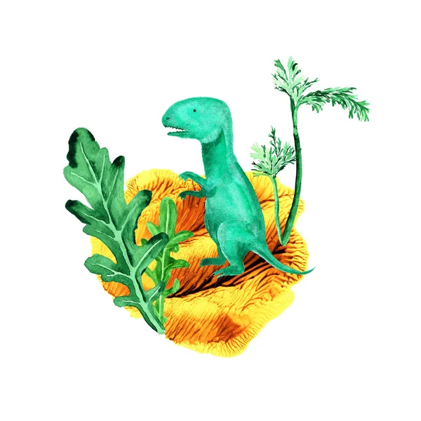 Prehistorische scène met dinosaurus en planten. — Stockfoto