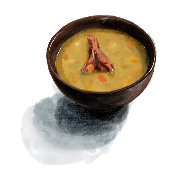 Pea soup with smoked ribs — Stock Image Pea soup with smoked ribs Stock Picture
