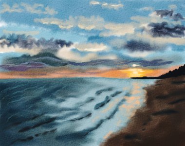 Deniz kıyısında renkli gün batımı