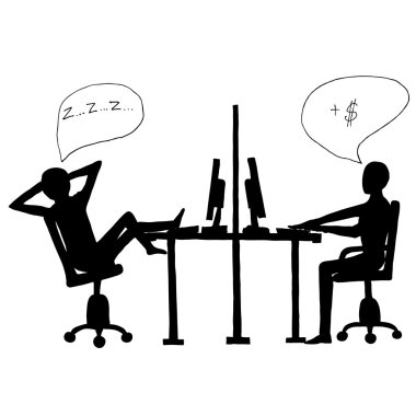 Lazy employee and workaholic clipart