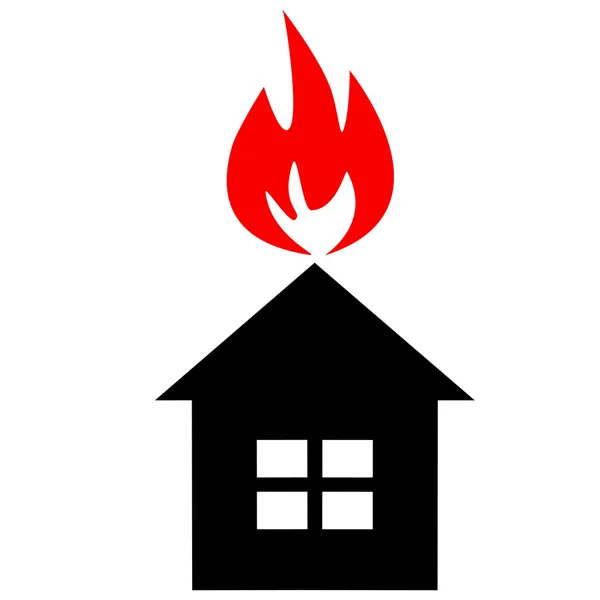 Membakar rumah dengan api - Stok Vektor