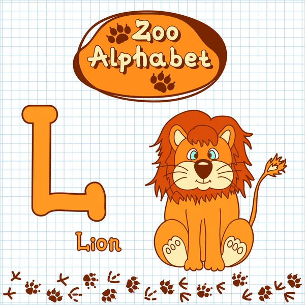 Alphabet , lion, letter L — Stock Vector