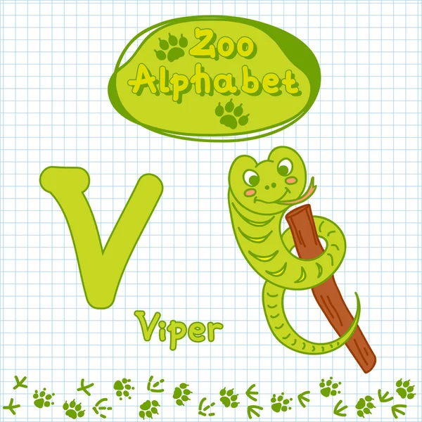 Alphabet with animals, viper — Stock Vector