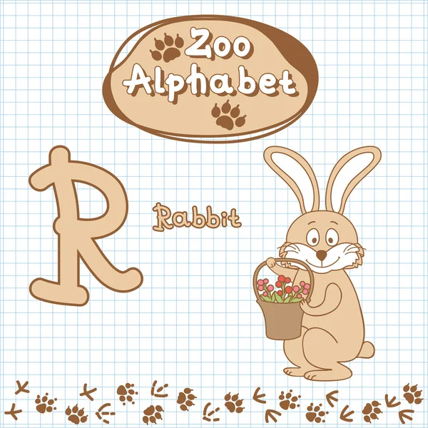 Alphabet mit Kaninchen, Buchstabe r — Stockvektor
